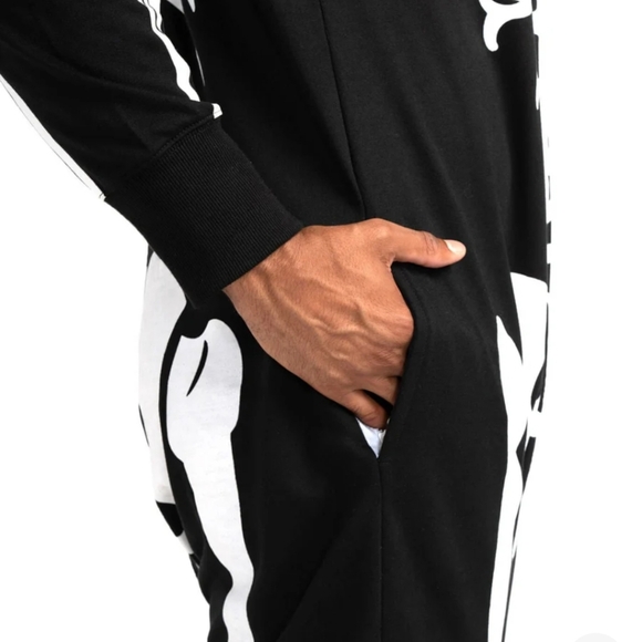 NWT Tipsy Elves Adult Skelton Hooded Jumpsuit Halloween Costume Unisex Luxury M - Picture 9 of 12